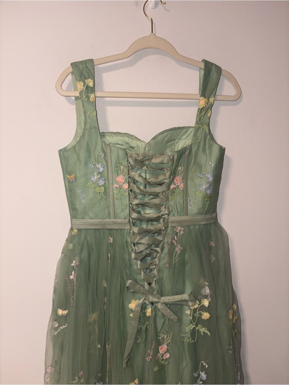 Women’s Floral Embroidered Corset Long Dress 8 NWOT - Picture 6 of 11